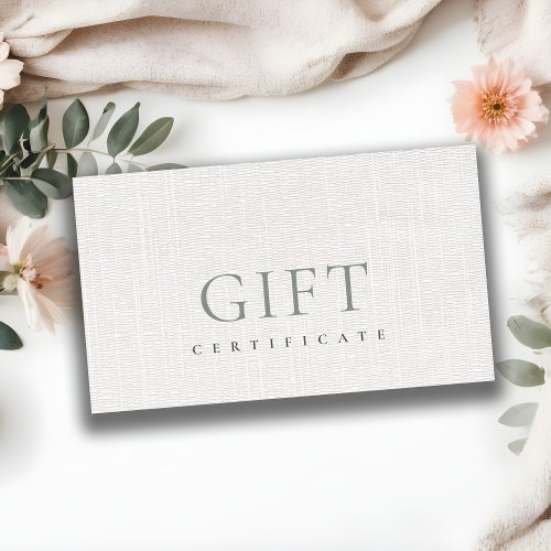 Minimal Line Grey White Texture Gift Certificate