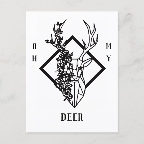 Minimal  Line Oh My Deer Postcard