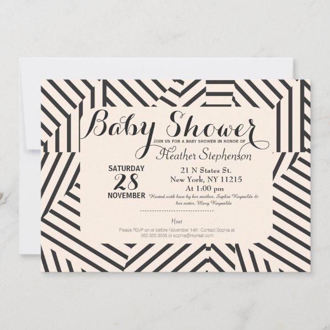Minimal Linear Geometric Stripes Pattern Invitation (Front)