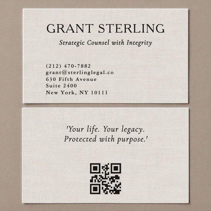 Minimal Linen Attorney At Law QR Code Business Card