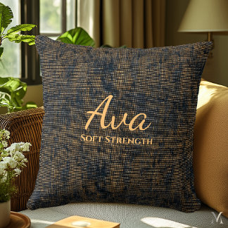Minimal Linen Texture Design in Warm Brown Tones Throw Pillow
