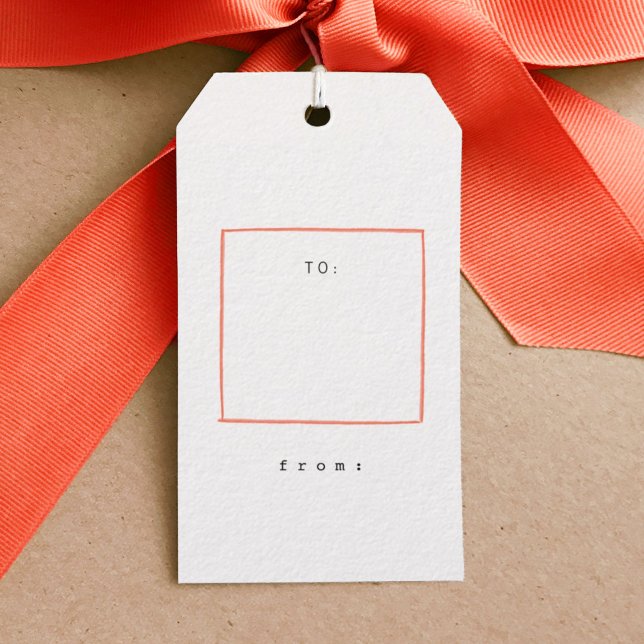 Minimal Lines Holiday Gift Tags (Red minimal lines simple gift tag.)