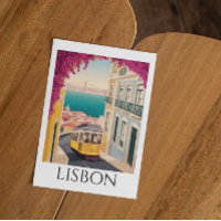 Minimal Lisbon Portugal Vintage Travel Art