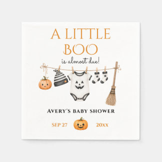 Minimal Little Boo Halloween Baby Shower Napkins