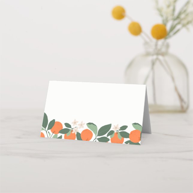 Minimal Little Cutie Citrus Baby Shower Place Card (Front)