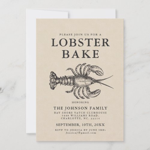 Minimal Lobster Bake Vintage Style Invite
