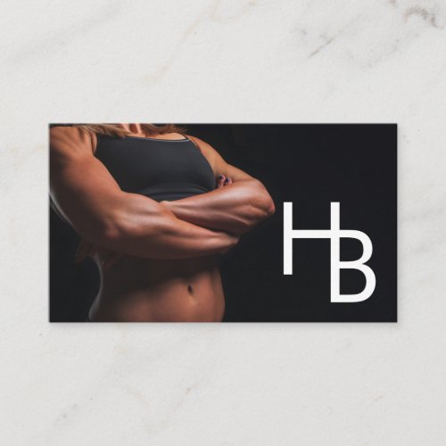 Minimal Logo and Photo Fitness Trainer Standard Business Card