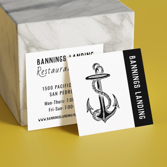 Minimal Logo Black and White Square Square Business Card (Creator Uploaded)