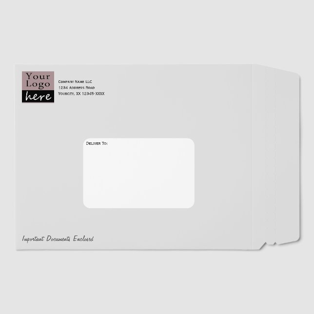 Minimal Logo Business Rigid Gray Envelope Mailers (Front)