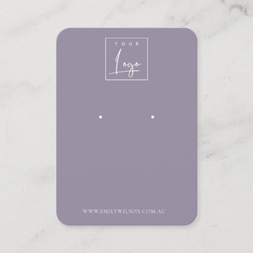 Minimal Logo Dusky Lilac Purple Earring Display Business Card