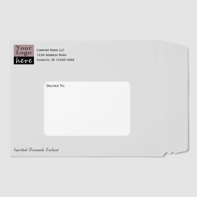 Minimal Logo QR Code Rigid Gray Envelope Mailers (Front)