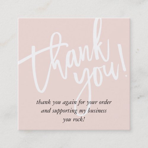 MINIMAL LOGO simple border blush pink thank you Square Business Card