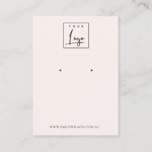 Minimal Logo Soft Blush Pink Earring Display Business Card