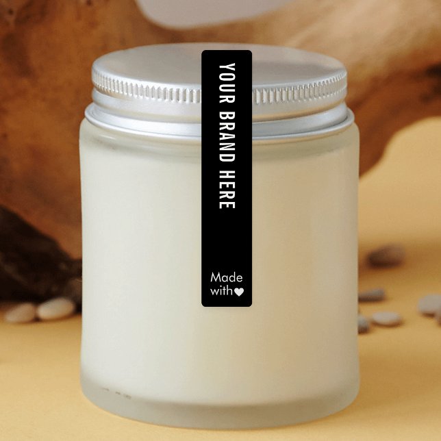 Minimal Logo Tamper Proof Skinny Waterproof Label (Modern Minimalist Tamper Proof Skinny Waterproof Labels in black and white (edit to any color))