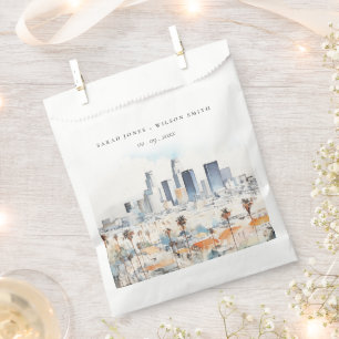 Minimal Los Angeles, California Watercolor Wedding Favor Bag