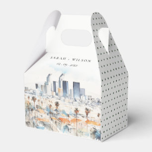 Minimal Los Angeles, California Watercolor Wedding Favor Boxes