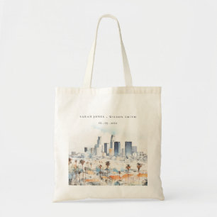 Minimal Los Angeles, California Watercolor Wedding Tote Bag