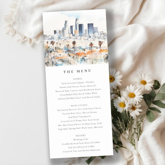 Minimal Los Angeles California Wedding Menu Card (Creator Uploaded)