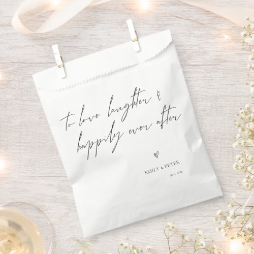 Minimal Love Laughter Happily Ever Wedding Party Favor Bag