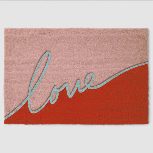Minimal Love Script Valentines Coir Fiber Doormat