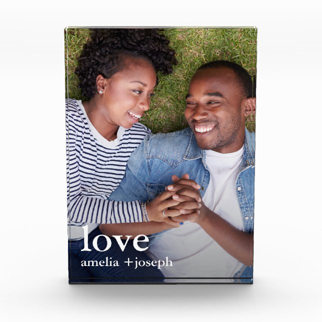 Minimal Love with Names Photo Acrylic Award (Front)