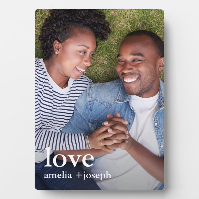 Minimal Love with Names Photo Plaque (Front)