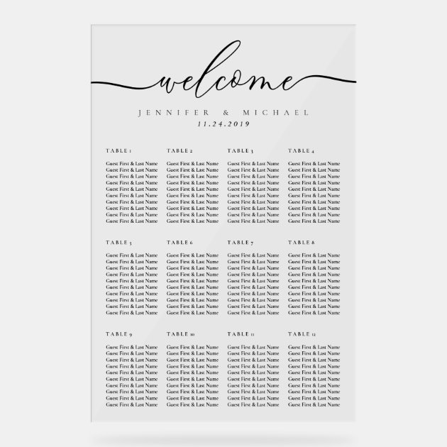 Minimal Lux Clean Simple Wedding Table Numbers Acrylic Sign