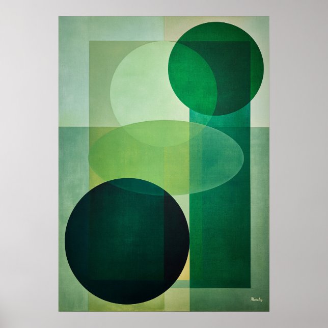 Minimal Luxury Art Deco Geometric Abstract Green Poster (Front)