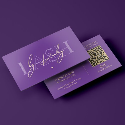 Minimal Luxury Beauty Branding Royal Purple Foil Spot Gloss Business Cards