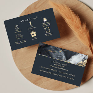 Minimal Luxury Black Gold Branding Jewelry Care  Business Card