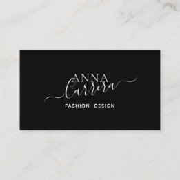 Minimal Luxury Boutique Black White Calligraphy Business Card