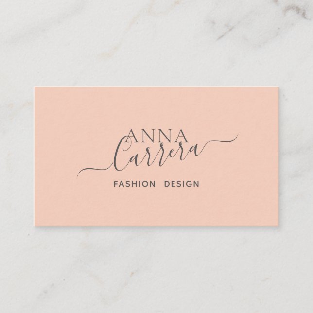 Minimal Luxury Boutique Coral Modern Calligraphy Business Card (Front)