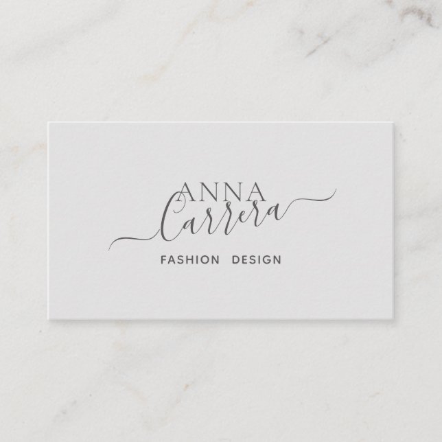 Minimal Luxury Boutique Gray Modern Calligraphy Business Card (Front)