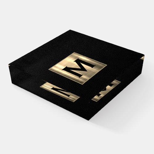 Minimal Luxury Brushed Gold Monogram Paperweight