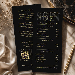 Minimal Luxury Esthetician MedSpa Black Price List Menu
