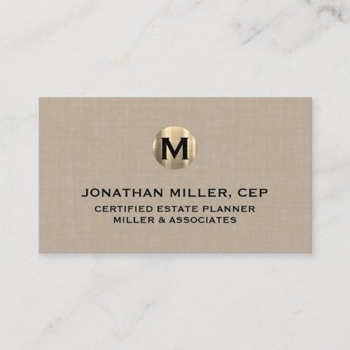 Minimal Luxury Gold Initial Logo Business Card