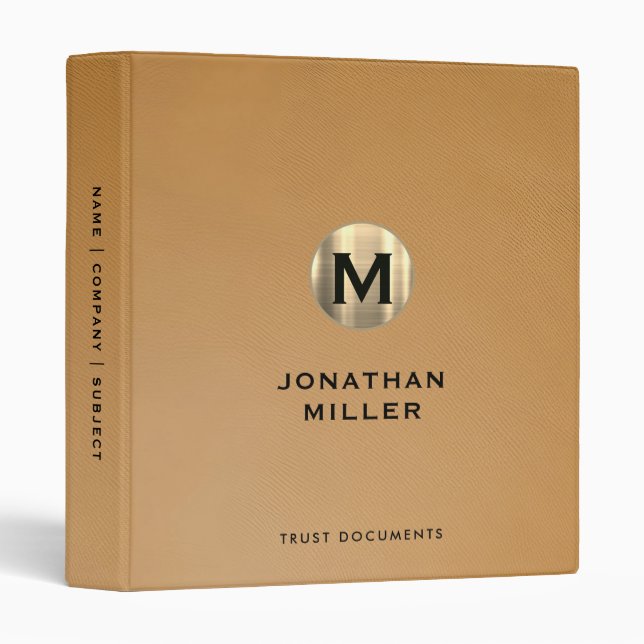 Minimal Luxury Gold Trust Documents Binder (Front/Spine)
