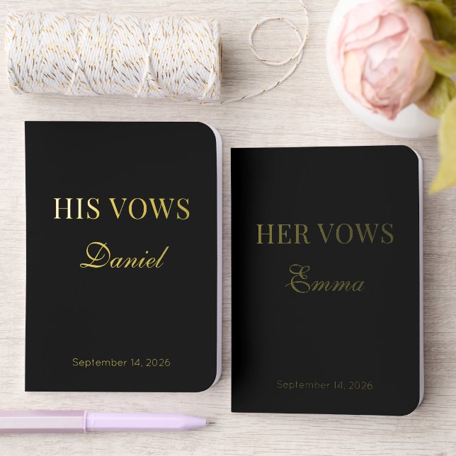 Minimal Luxury His/Hers Modern Wedding  Foil Vow Books (Wedding)