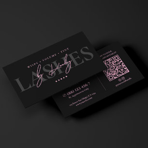 Minimal Luxury Lash Artist Aesthetic Pink Black Business Card