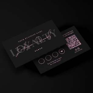 Minimal Luxury Lash Salon Pink Black Aesthetic Loyalty Card