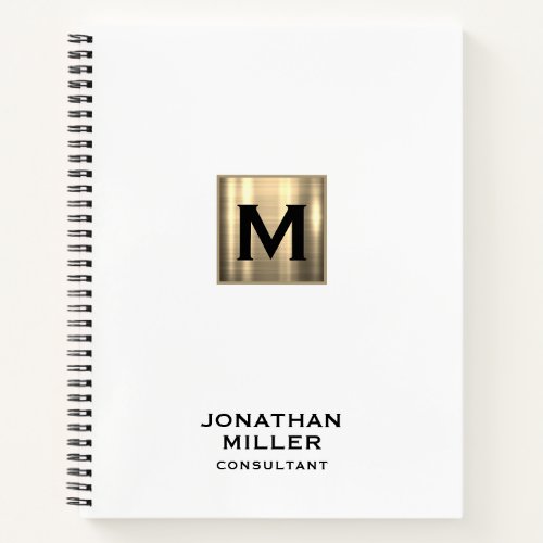 Minimal Luxury Metallic Gold Monogram Notebook