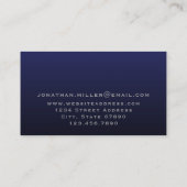 Minimal Luxury Navy Blue Silver Monogram Business Card (Back)
