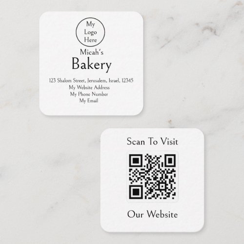 Minimal luxury QR Code Bakery Logo Clean Layout Square Business Card