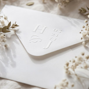 Minimal Luxury Wedding Monogram Couple Initials Embosser