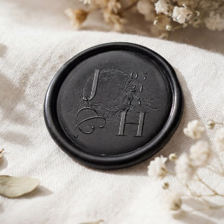 Minimal Luxury Wedding Monogram Couple Initials Wax Seal Sticker