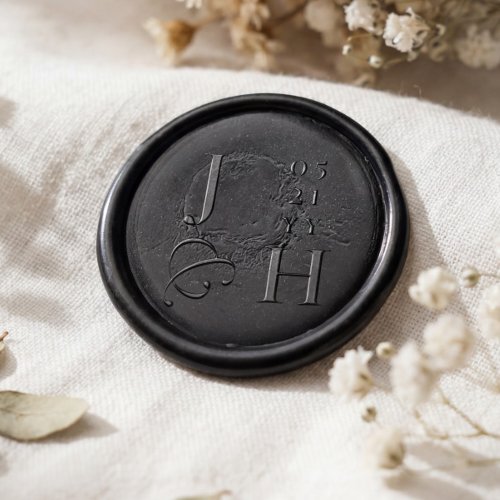 Minimal Luxury Wedding Monogram Couple Initials  Wax Seal Sticker
