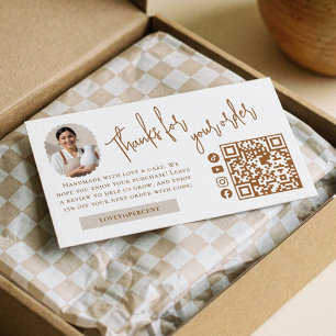 Minimal Made With Love Thanks For Your Order Photo Business Card