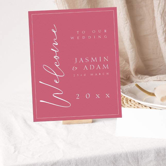 Minimal Magenta Pink Elegant Wedding Welcome Sign (Creator Uploaded)