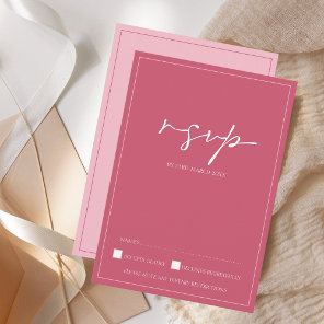 Minimal Magenta Pink Script Wedding RSVP Card
