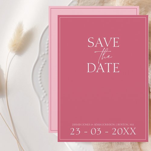 Minimal Magenta Pink Script Wedding Save the Date